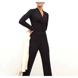 M. M. Lafleur The Fey Blouse Black Faux Wrap Top Size Small